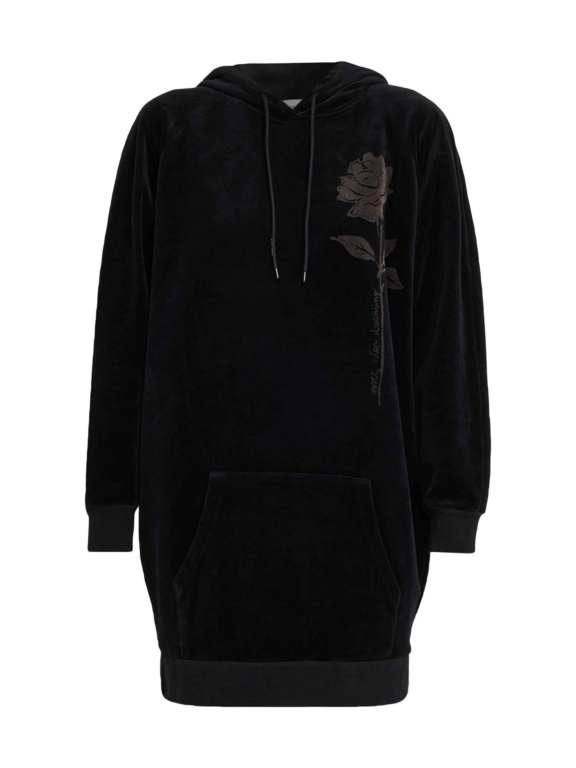 Women's Journey Velvet Hoodie Minidress - Black - 1