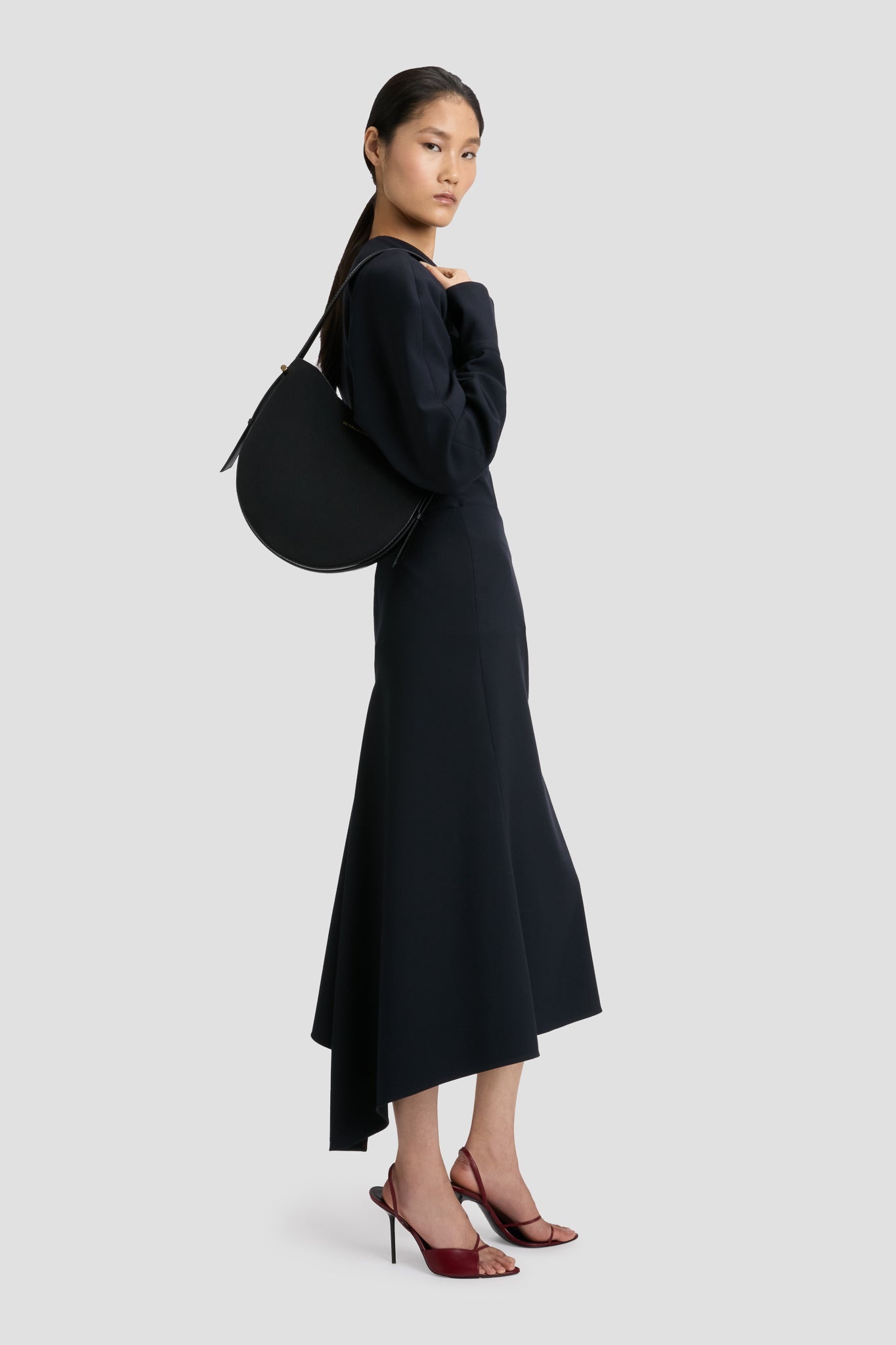 Medium Dia Hobo Bag In Black Canvas With Black Leather - 2