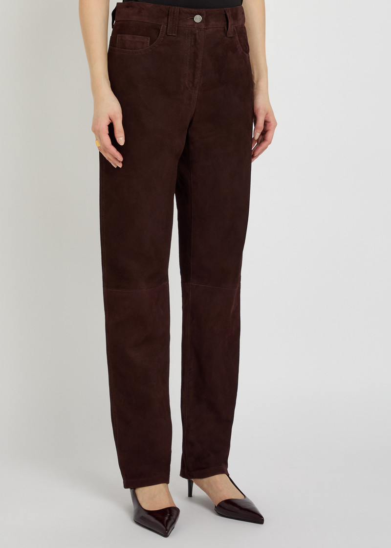 KHAITE Khaite Callum Straight-leg Suede Trousers outlook