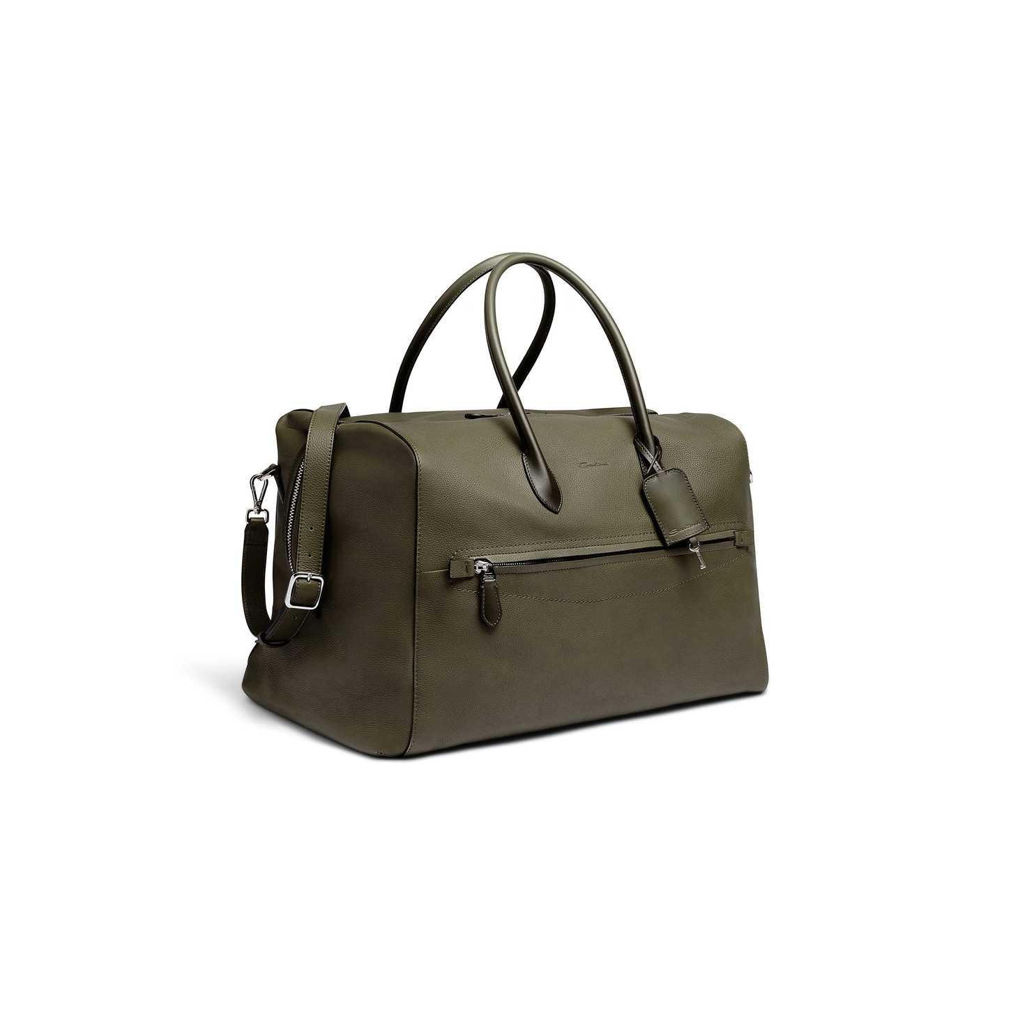 Green tumbled leather weekend bag - 6