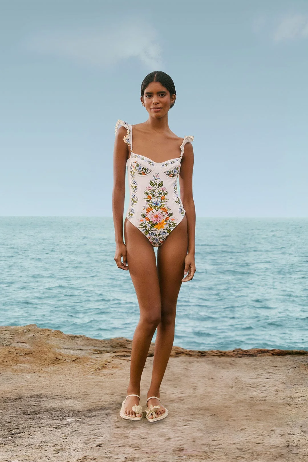 Off-White Sweet Bloom Bouquet One-Piece Swimsuit - 1