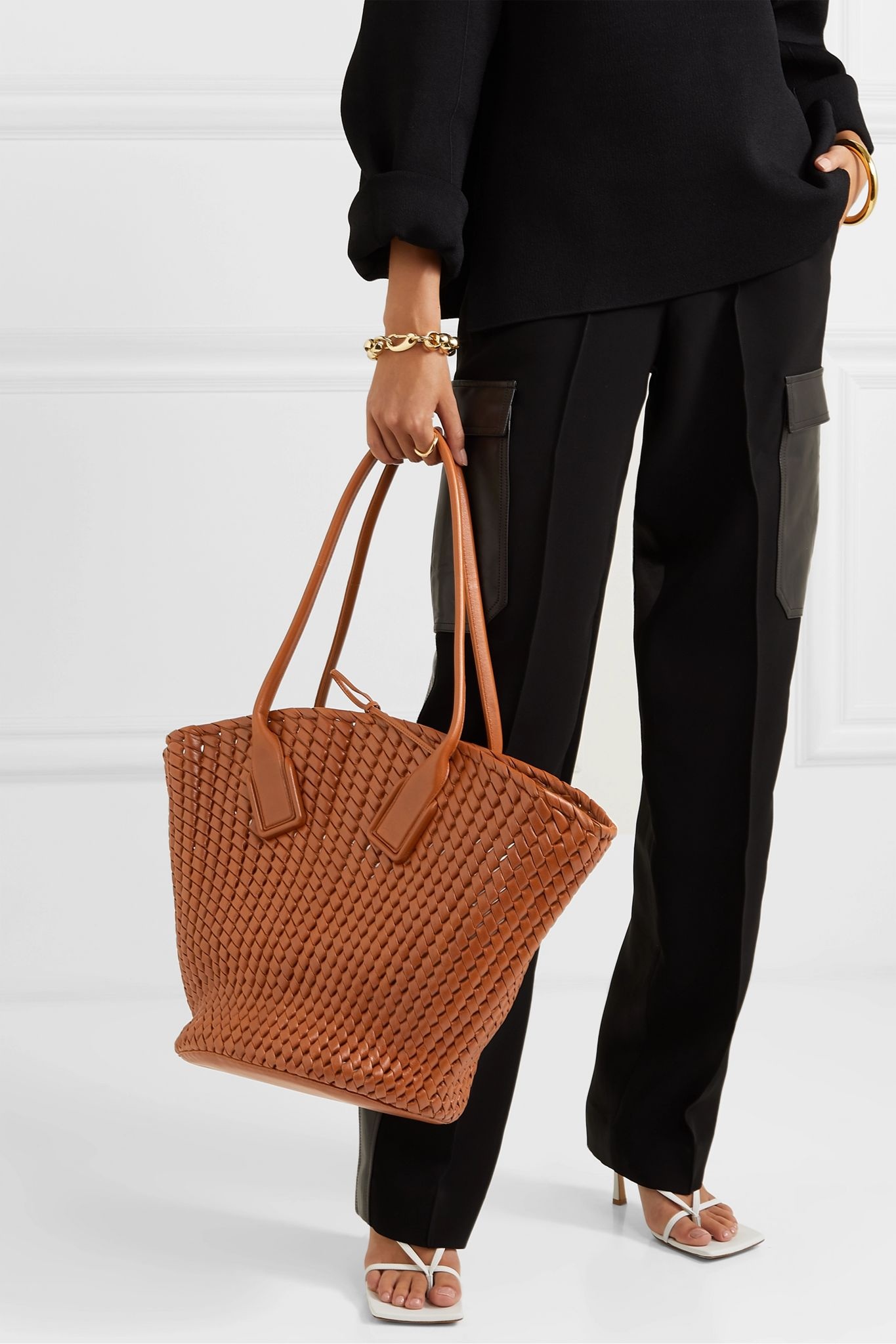 Basket intrecciato leather tote - 2