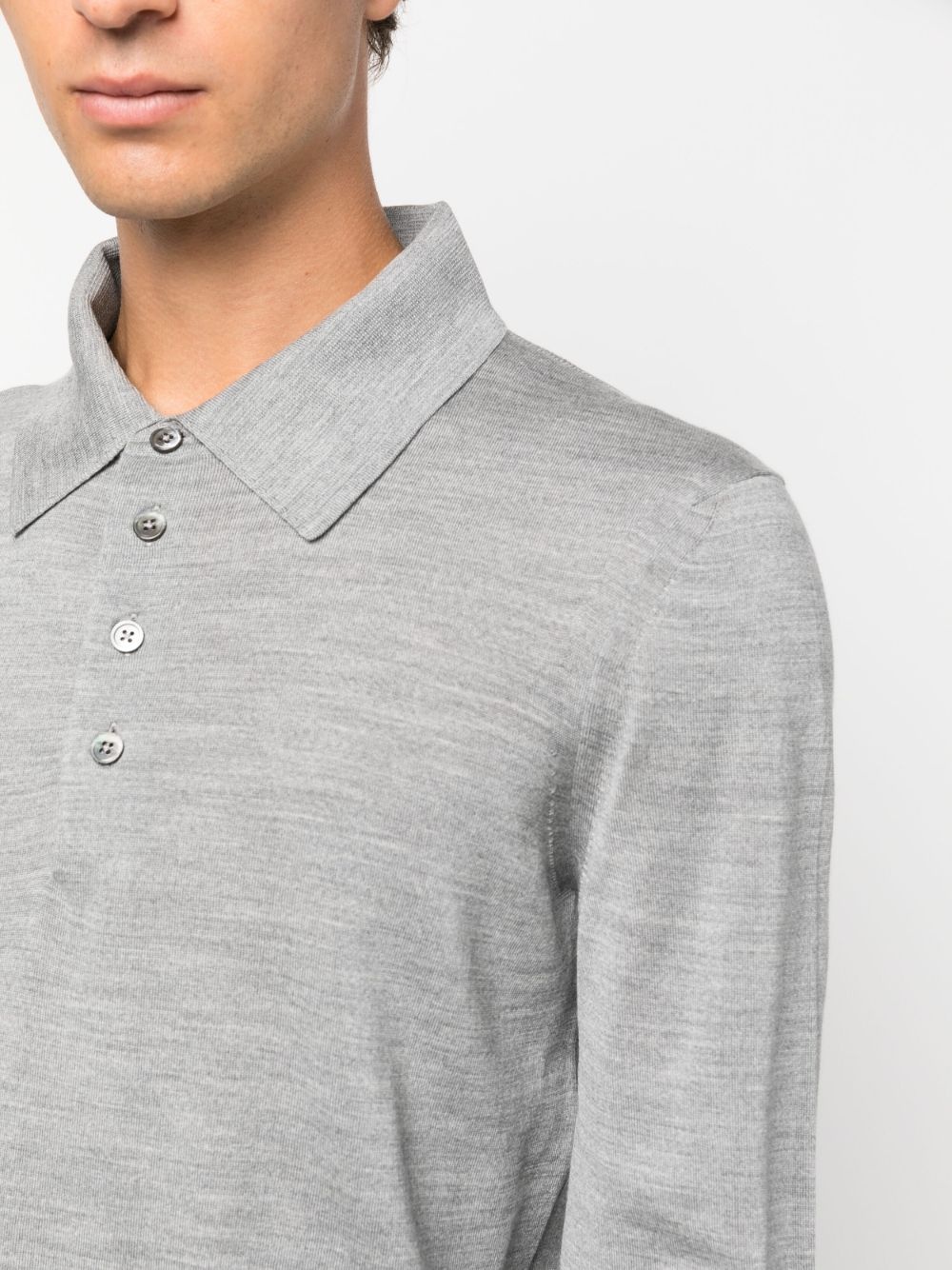 long-sleeve wool polo shirt - 5