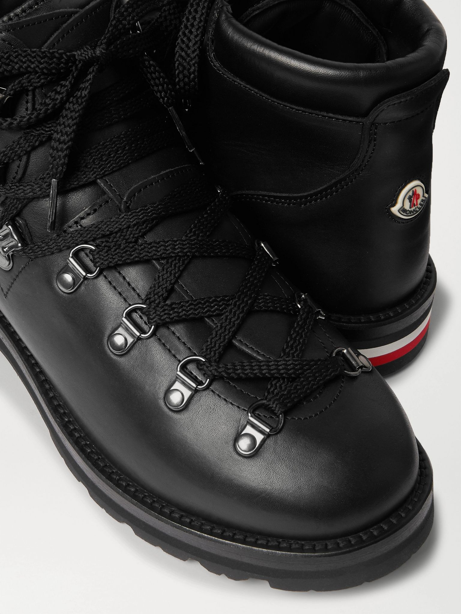 Striped Full-Grain Leather Boots Black - 6