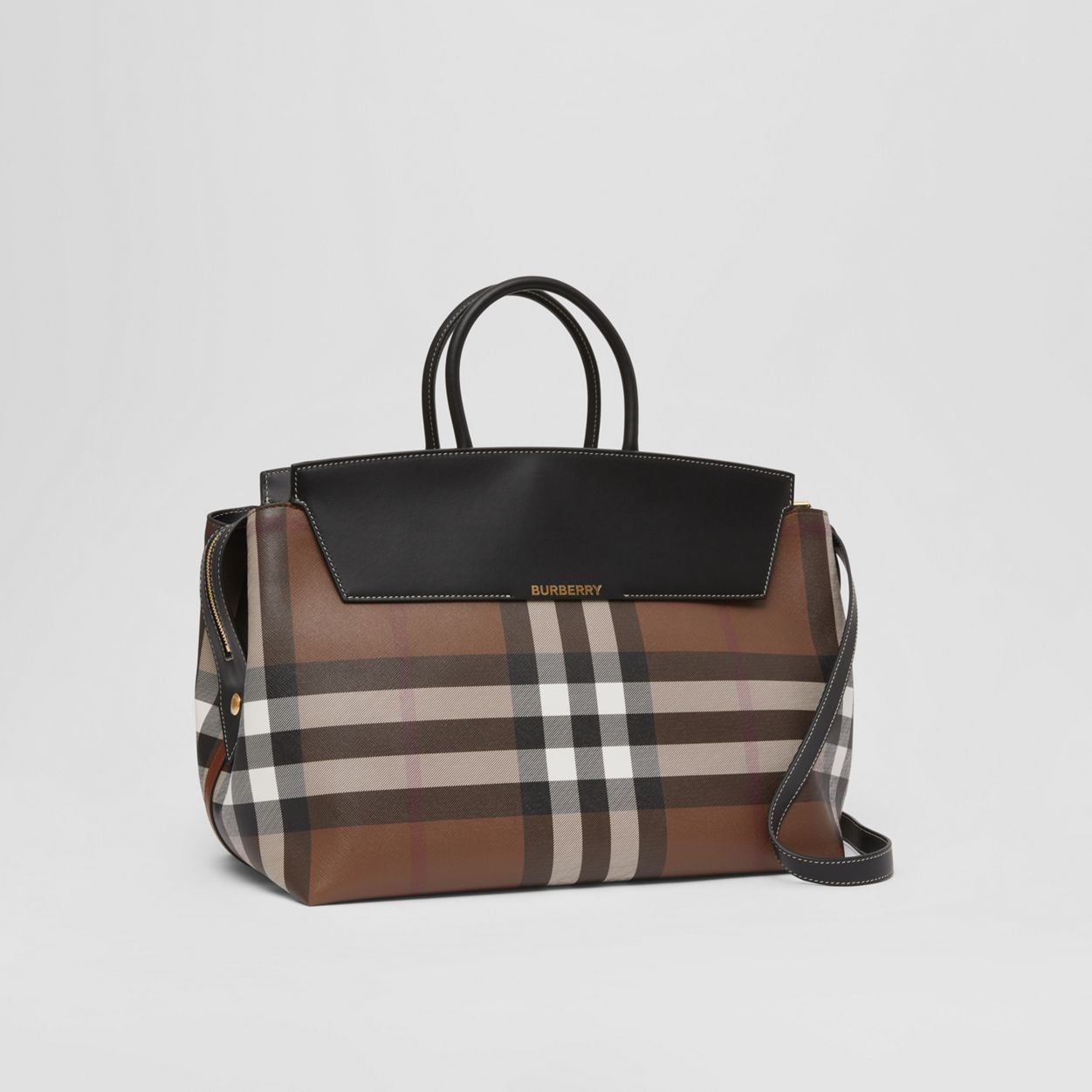 Check and Leather Large Catherine Bag - 7
