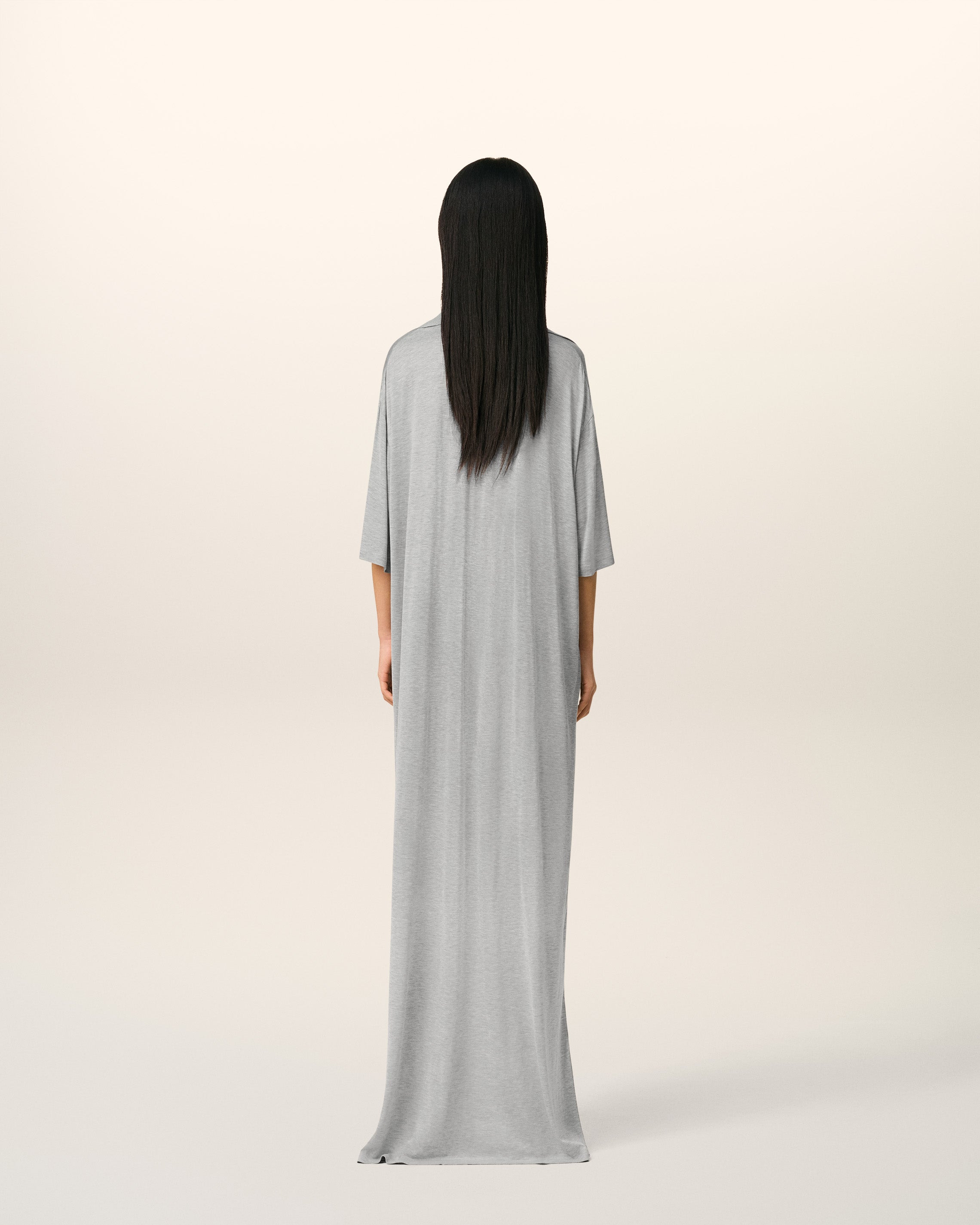 GREY COTTON SHORT SLEEVE LONG POLO DRESS - 5