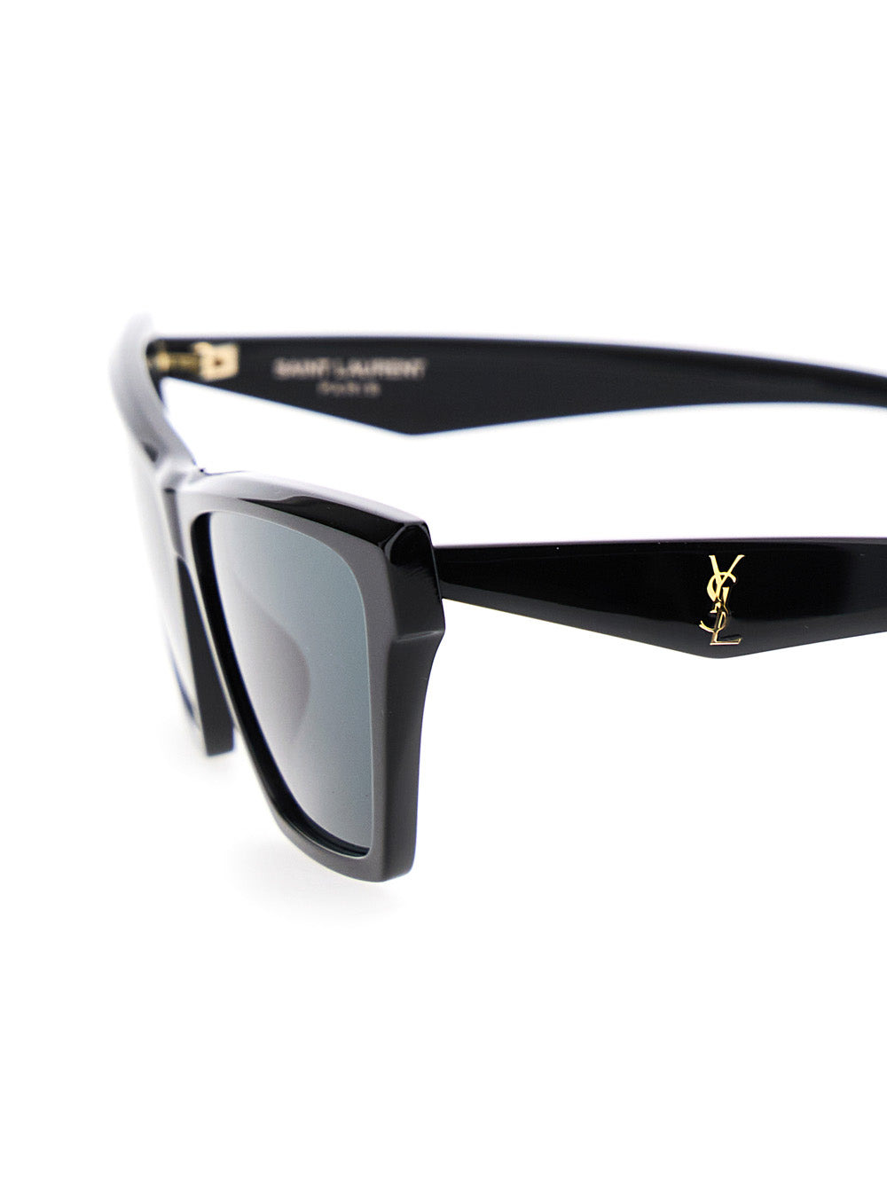 Saint Laurent Women Black Sunglasses With Rectangular Frame And Cassandre Logo On Temples In Acetate - 3