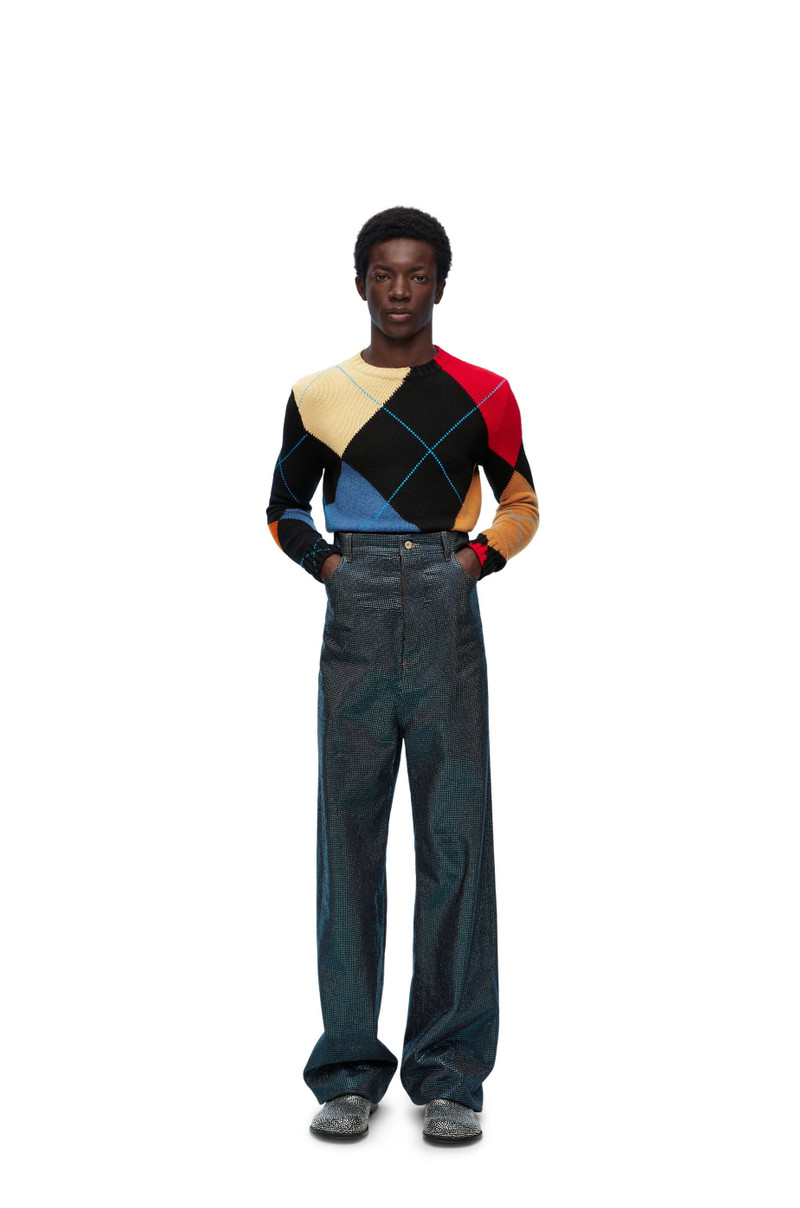 Loewe Cropped argyle sweater in cashmere outlook