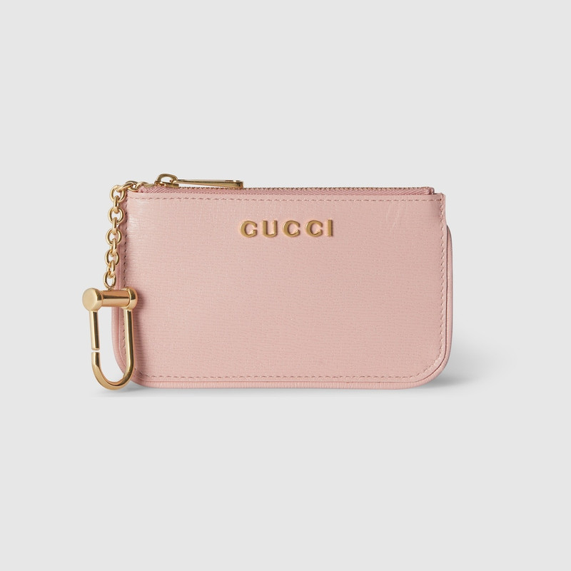 Zip key case with Gucci script 1
