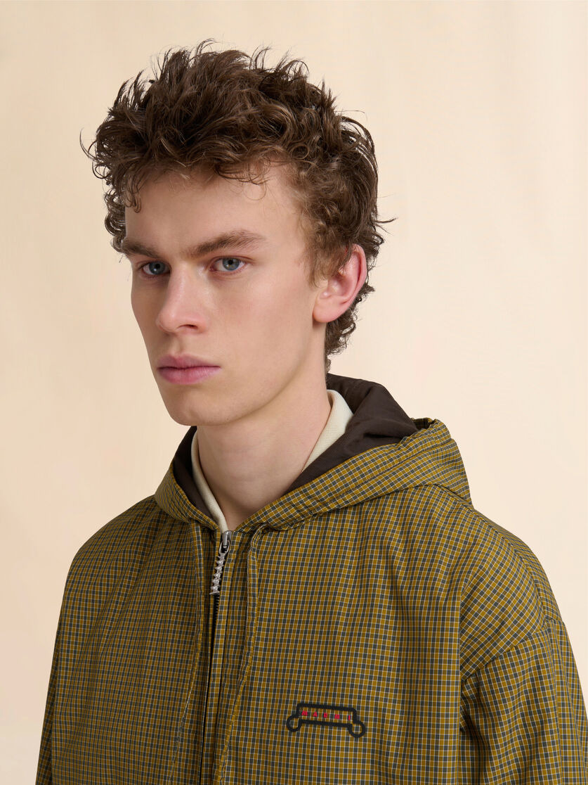 YELLOW AND BLACK CHECKED NYLON JACKET WITH TRUNKAROO LOGO - 4