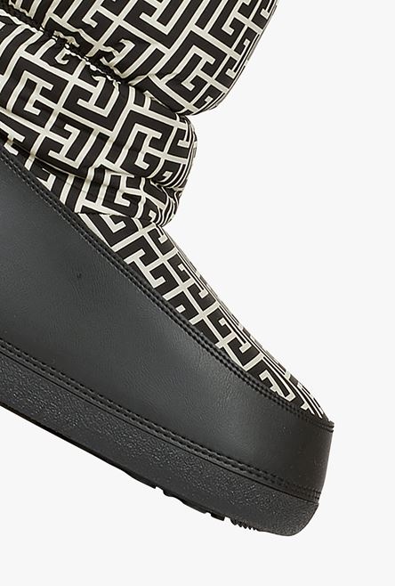 Capsule After ski - Quilted nylon après-ski boots with ivory and black Balmain monogram pattern - 5