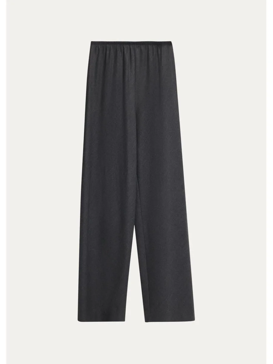 Bias Cut Wide-Leg Wool Pull-On Trousers - 1