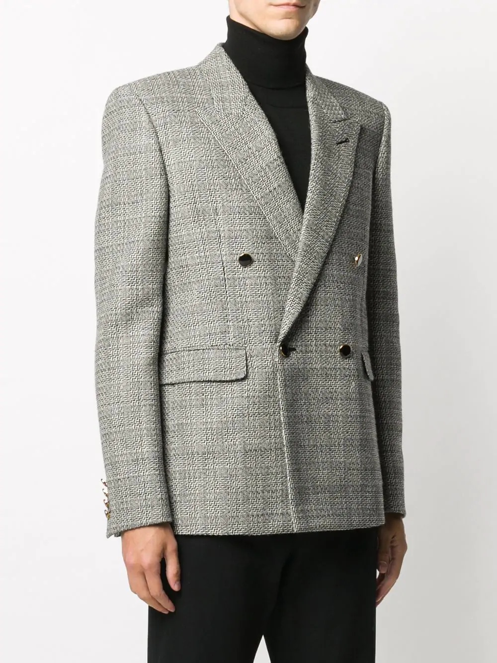 deconstructed check double-breasted blazer - 3