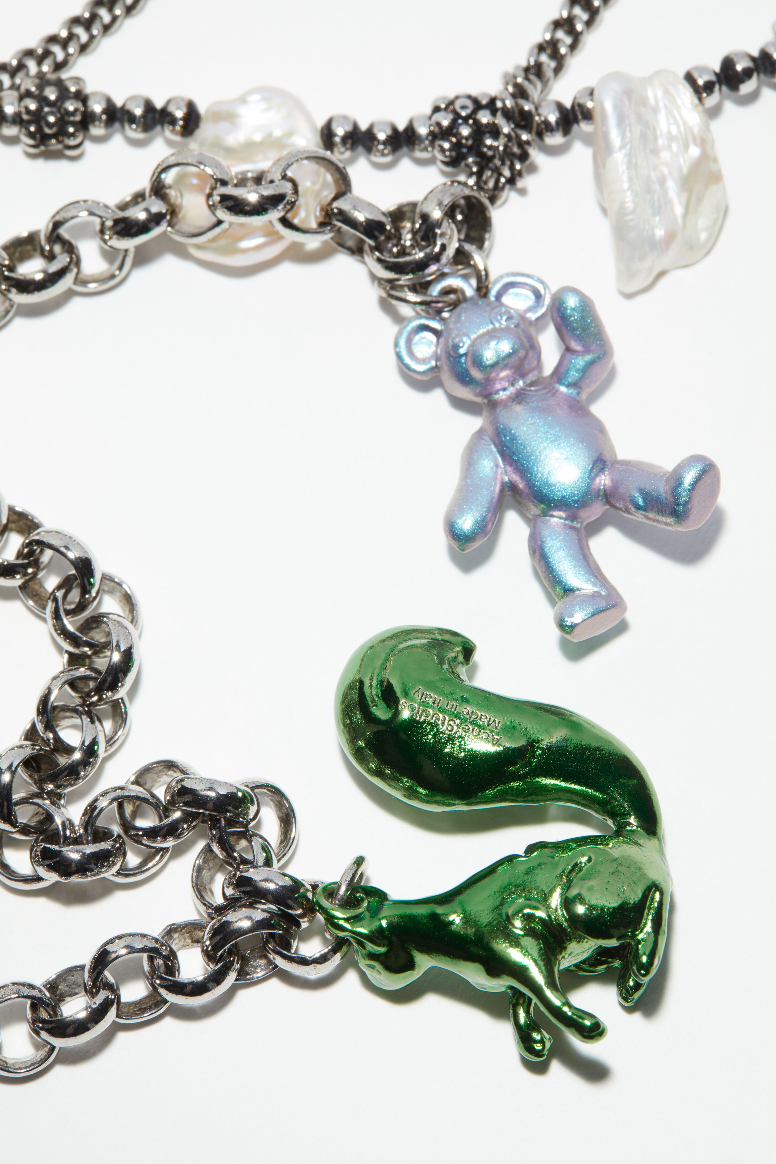 Multi charm necklace - Antique Silver - 4