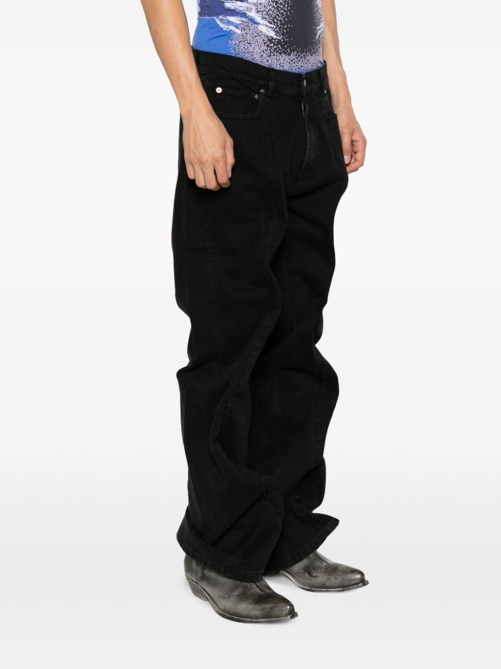 crinkle straight-leg jeans - 4