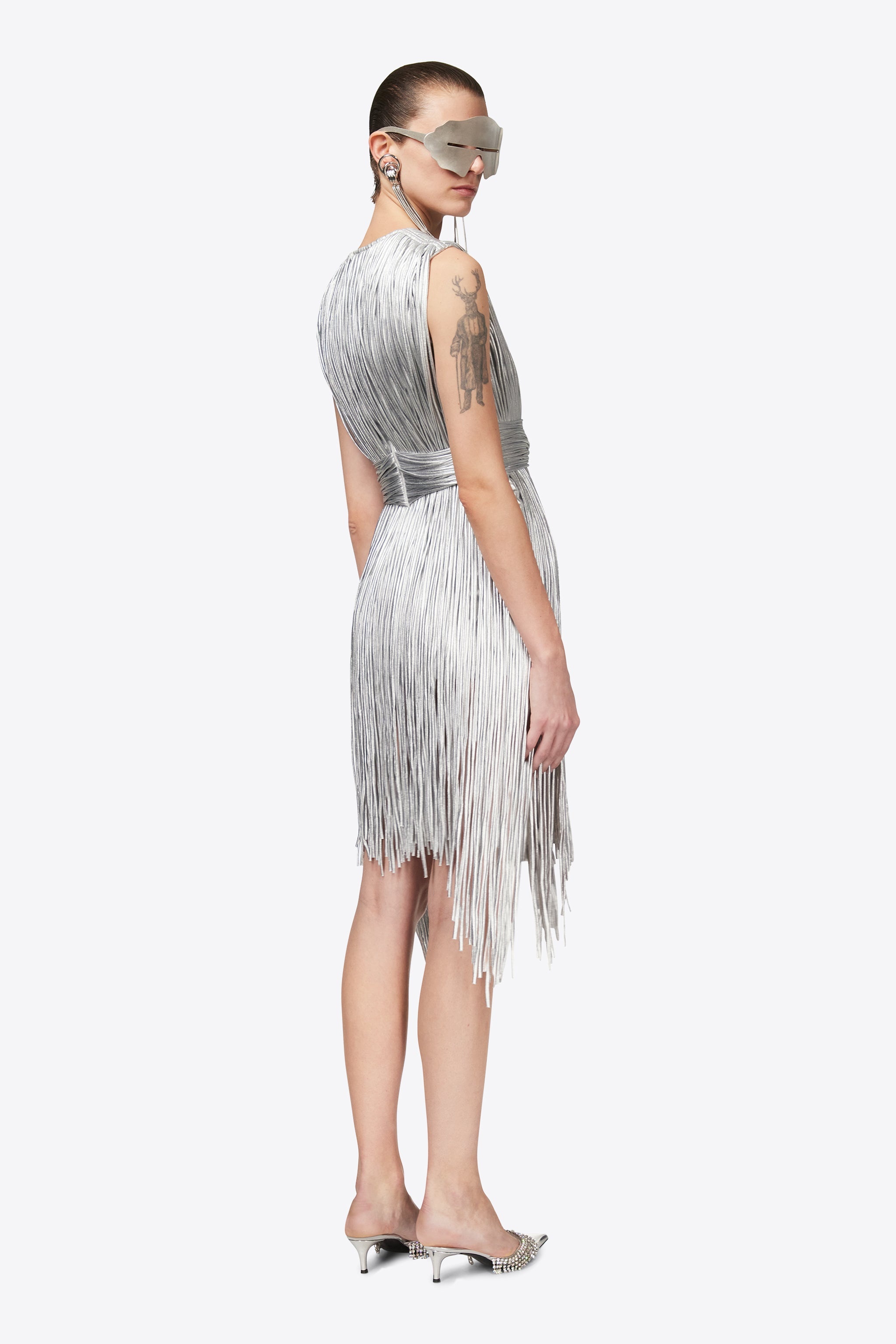 METALLIC FRINGE MINI DRESS - 6