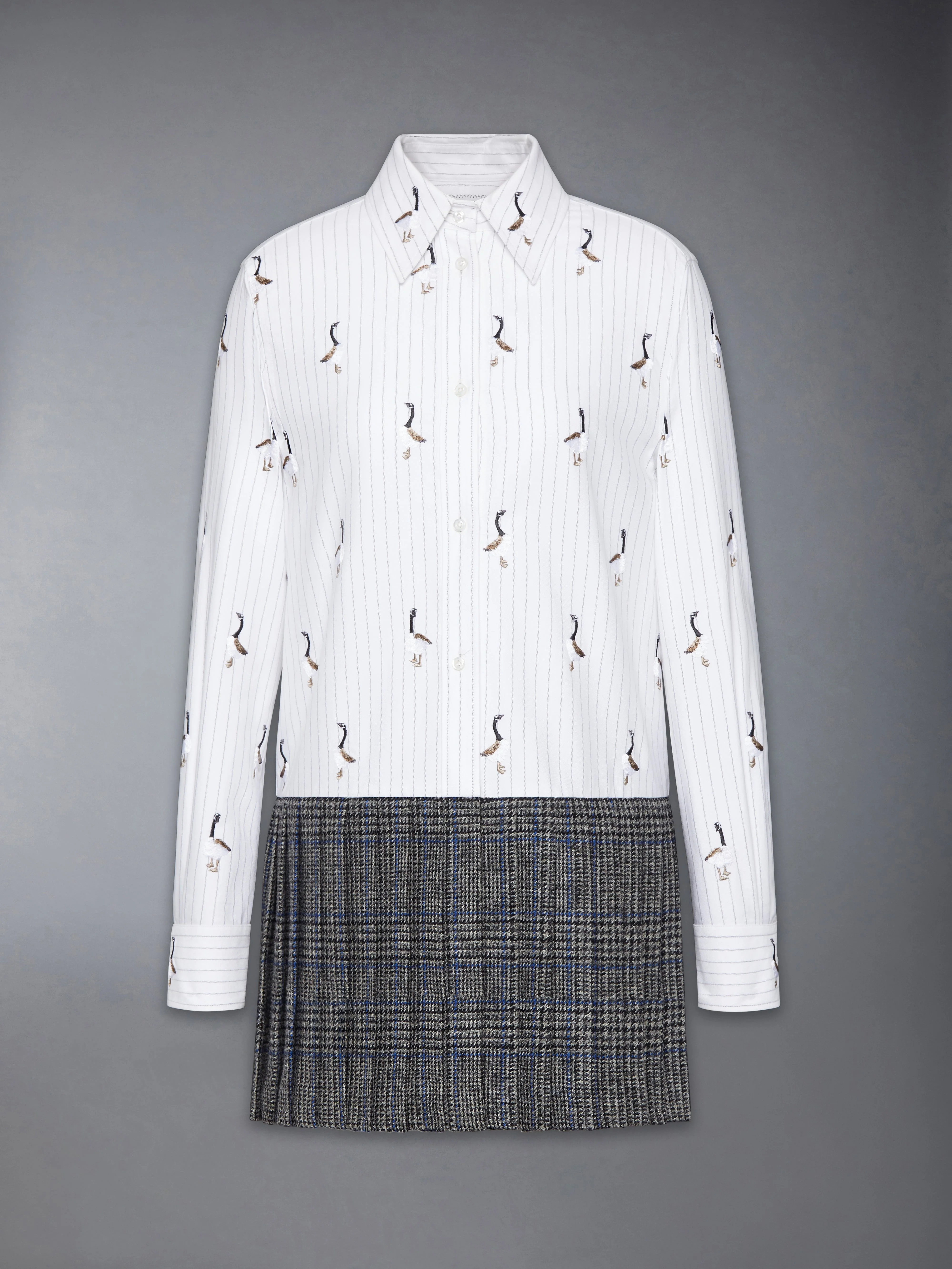 PLEATED BOTTOM GOOSE SHIRTDRESS - 1