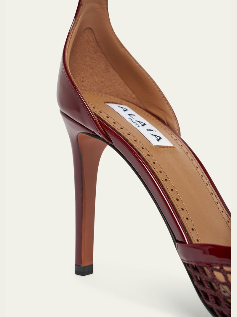 Alaïa Fishnet Patent Ankle-Strap Pumps outlook