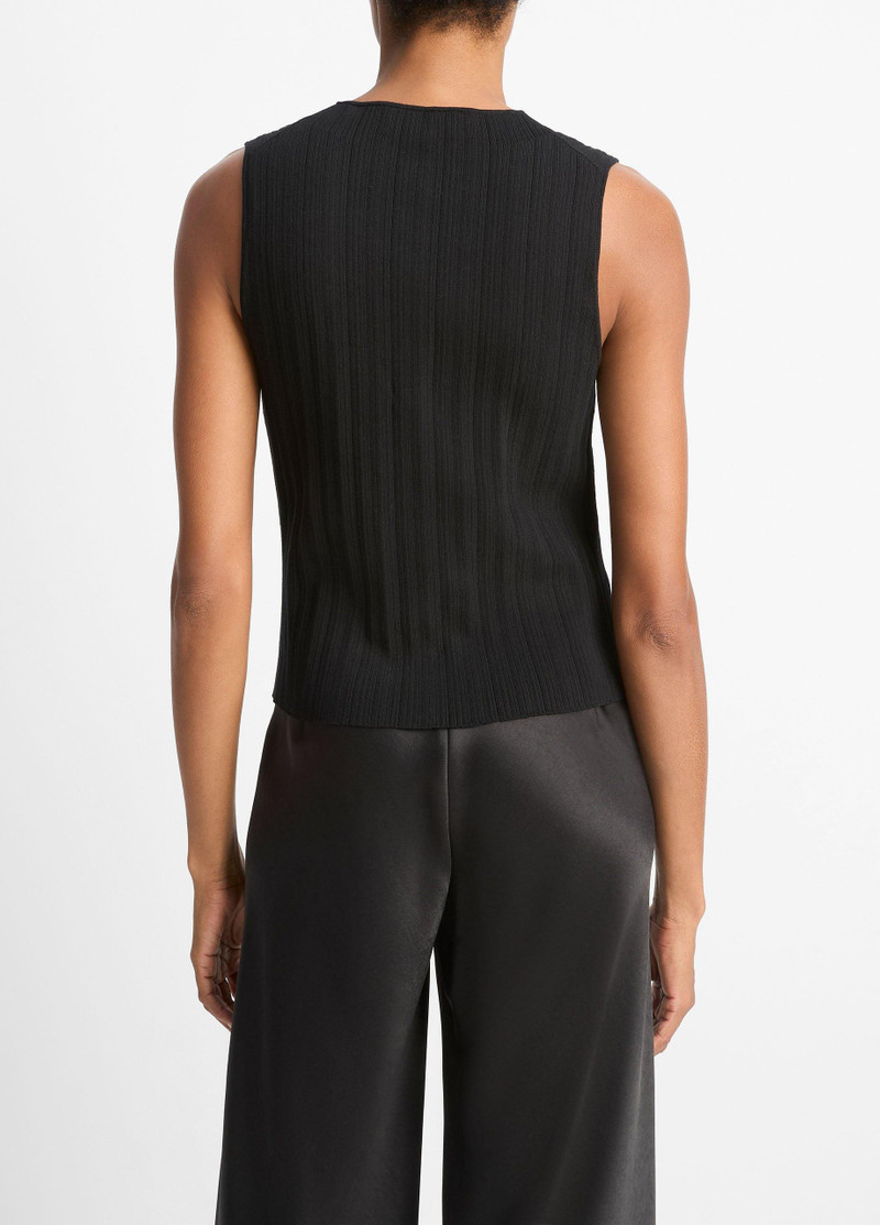 Vince Ribbed Italian Cotton-Blend Button-Front Sweater Shell outlook