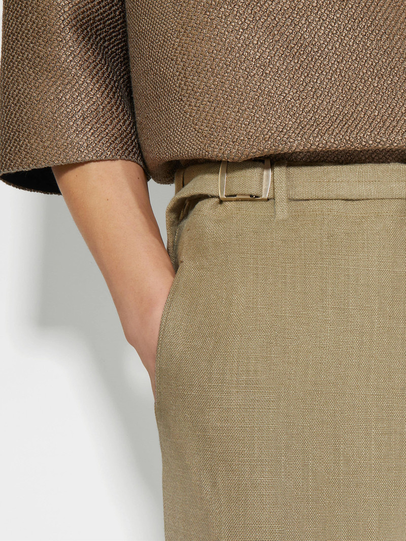 ZEGNA OLIVE GREEN OASI LINO PANTS outlook