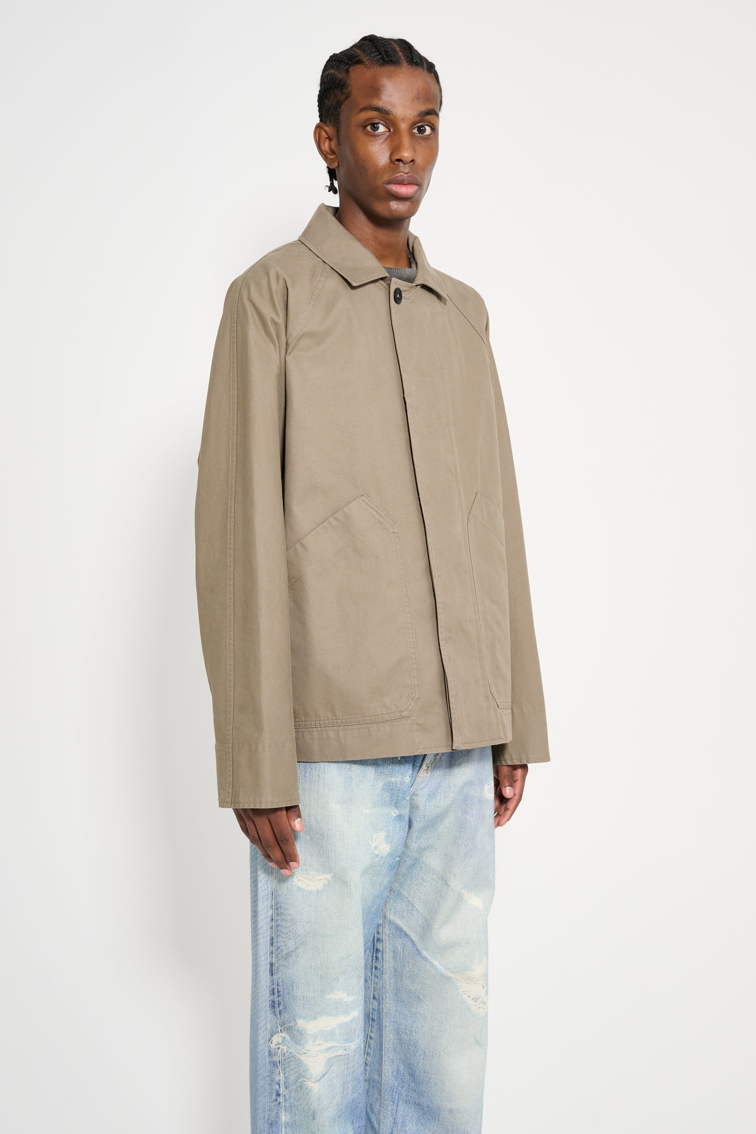 MARGARET HOWELL MHL RAGLAN JACKET PLAIN COTTON DRILL TAUPE - 4