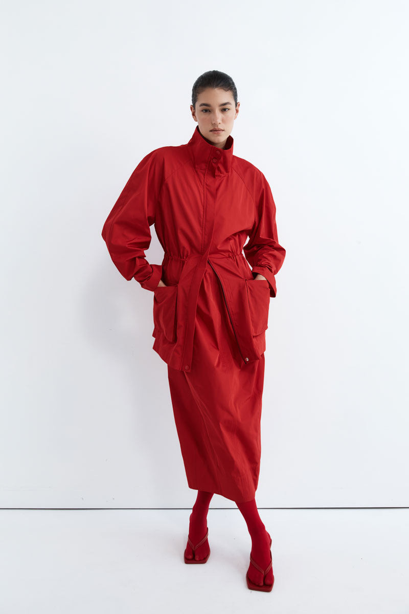 Paper Taffeta Parka - Red 9