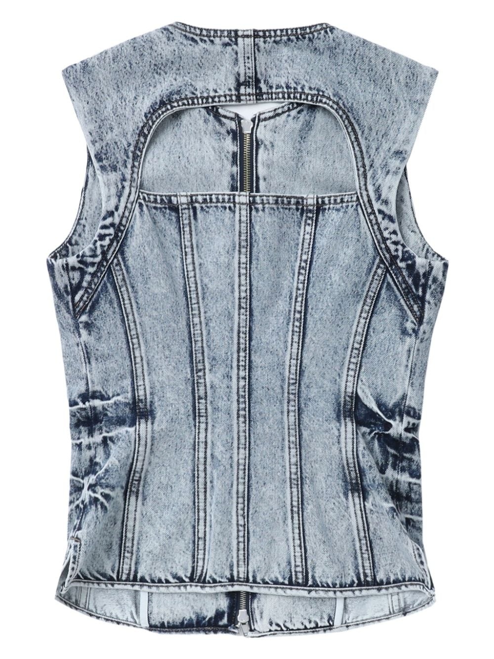 acid-wash denim vest - 6
