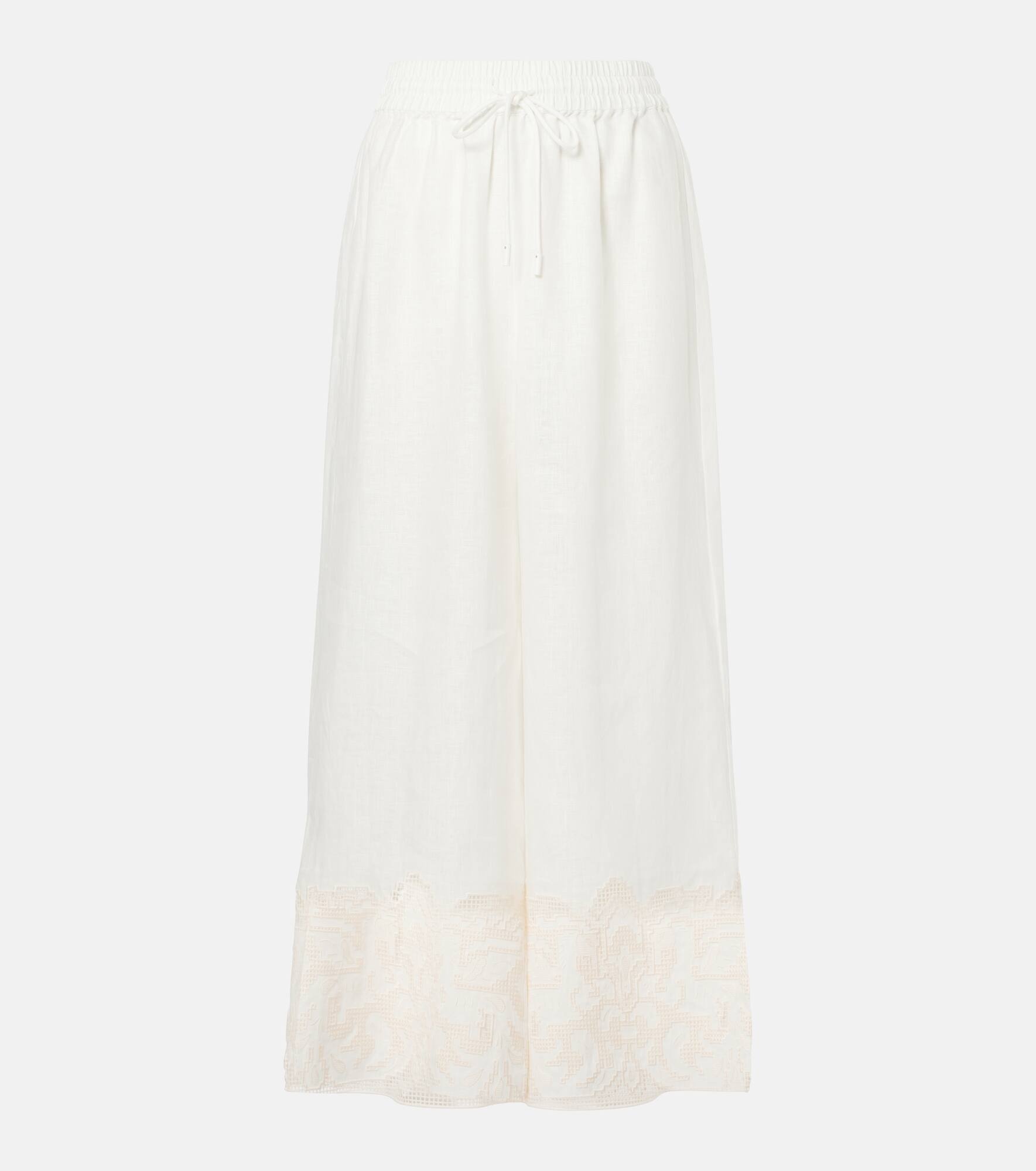 Embroidered linen culottes - 1