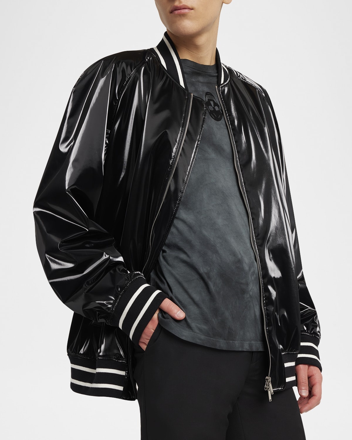 Men's Liquid Vinyl Bomber Jacket - 7