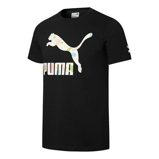 PUMA Unisex Florid Summer Logo Letter Printing Round-neck Black 533999-01 - 1