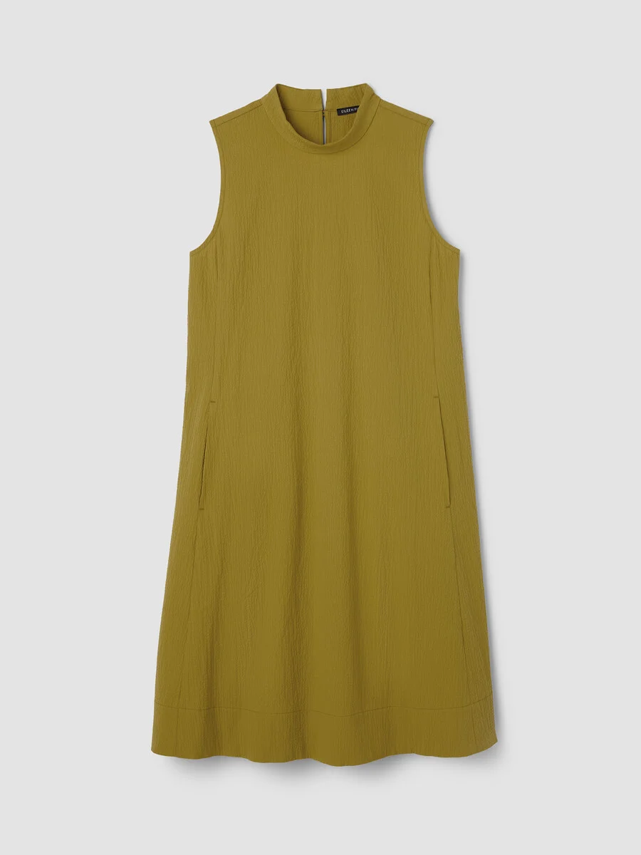 Organic Cotton Pucker Mock Neck Dress - 1