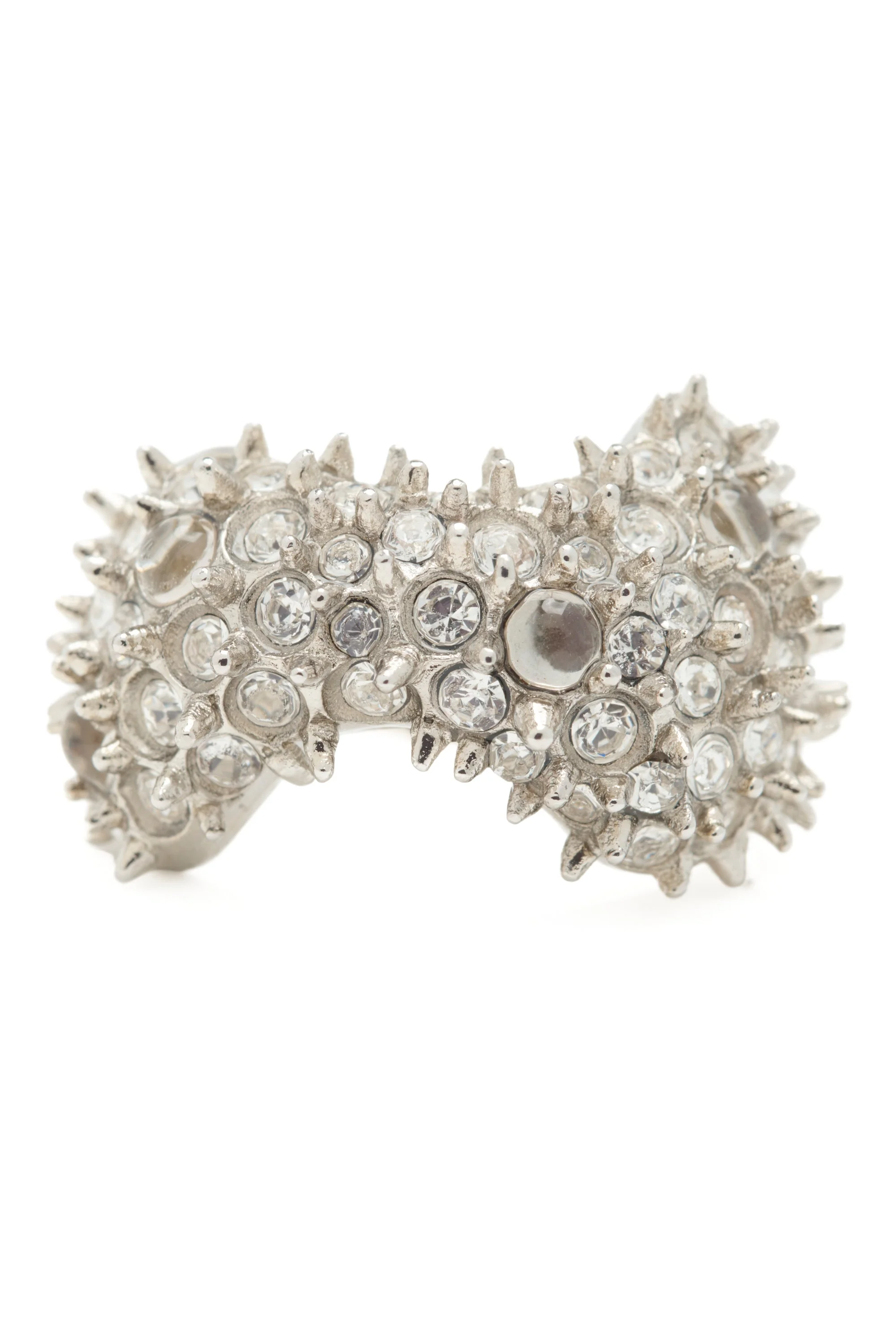 SILVER CLEAR BAT SPIKE RING - 1