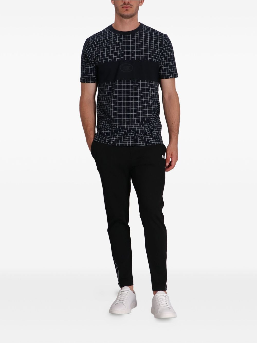 grid-pattern panelled T-shirt - 2