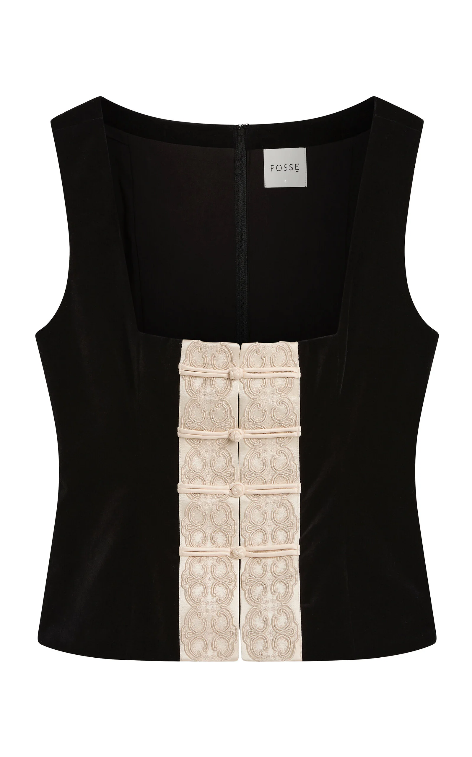 Florian Embroidered Trim Velvet Top - 1