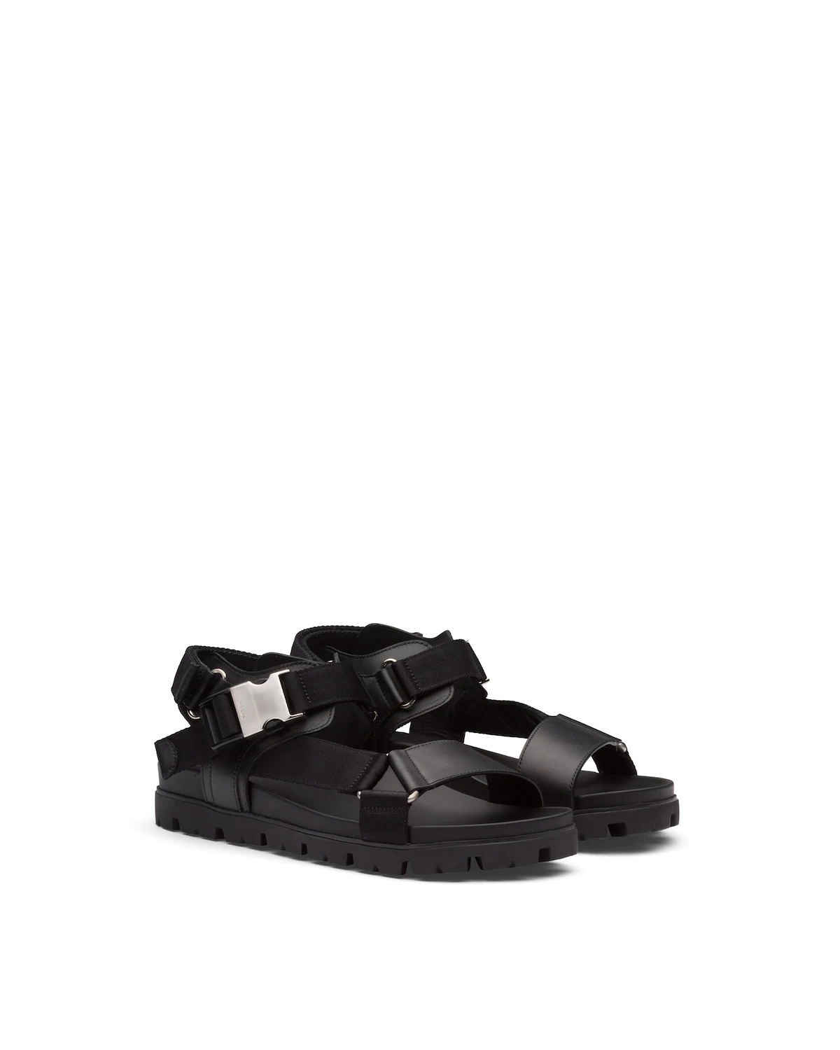 Leather And Technical Fabric Sandals - 1