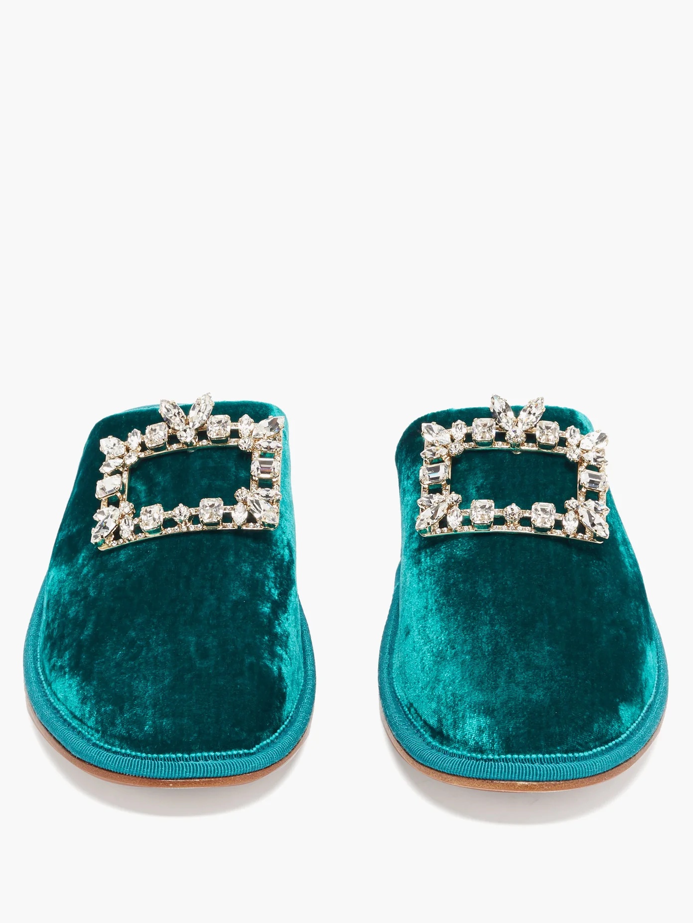 Hotel Vivier crystal-buckle velvet slippers - 5