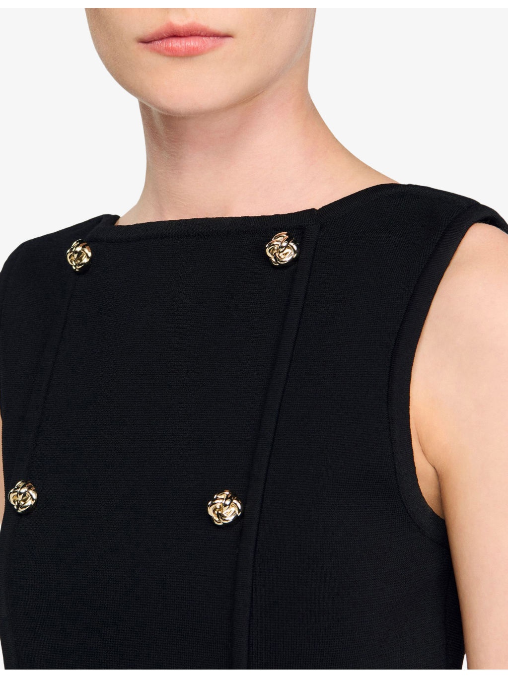 Button-Embellished Cropped Stretch-Knit Top - 5