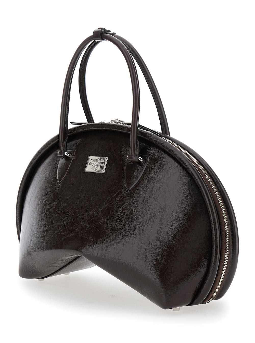 Acne Studios Women Black Handbag With Two Top Handles And Logo Plaque On The Front In Leather Woman - 2