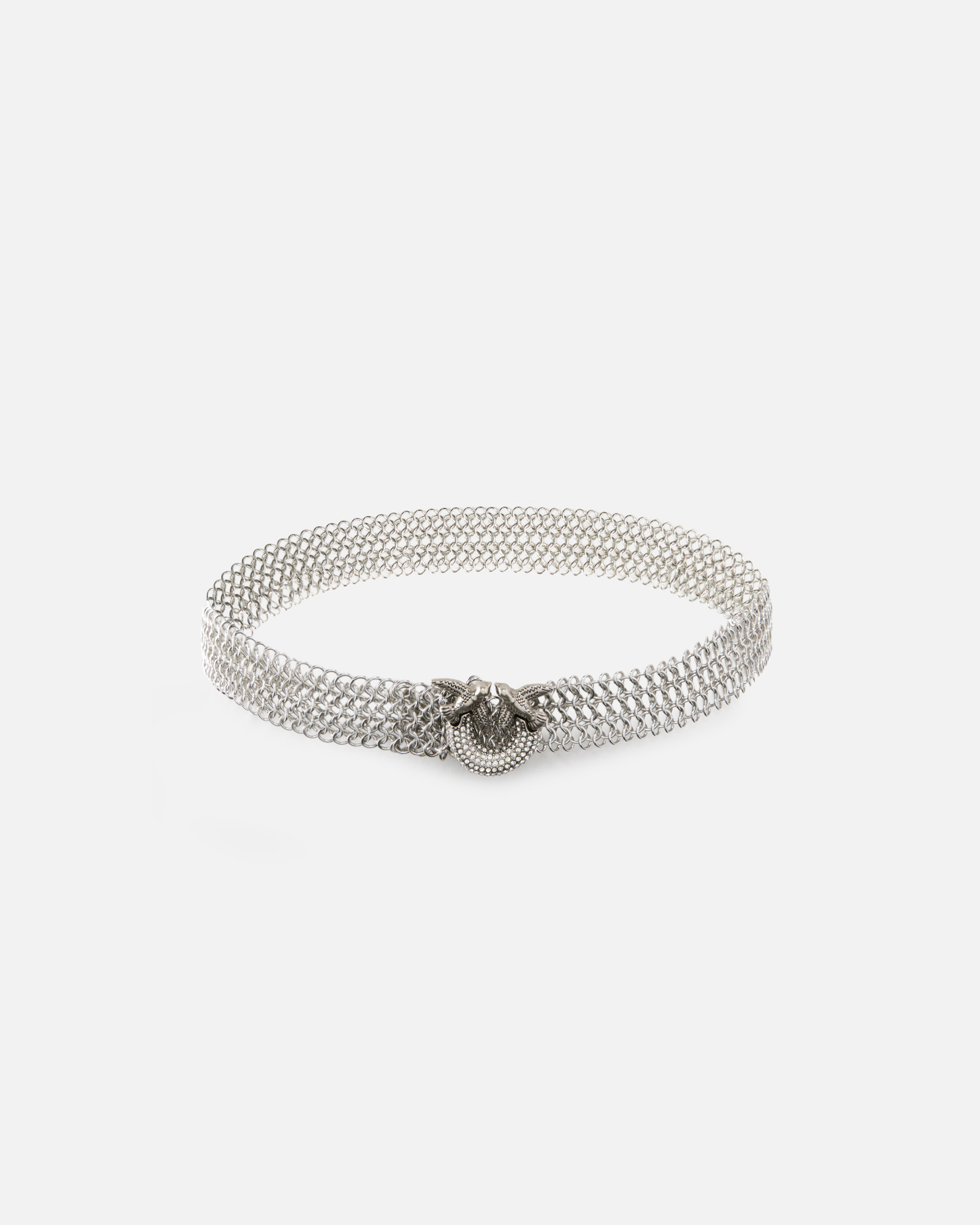 2.5 CM METALLIC MESH BELT WITH RHINESTONE BUCKLE - 1