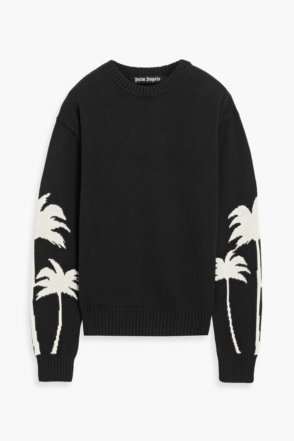 Jacquard-knit cotton and merino wool-blend sweater - 1