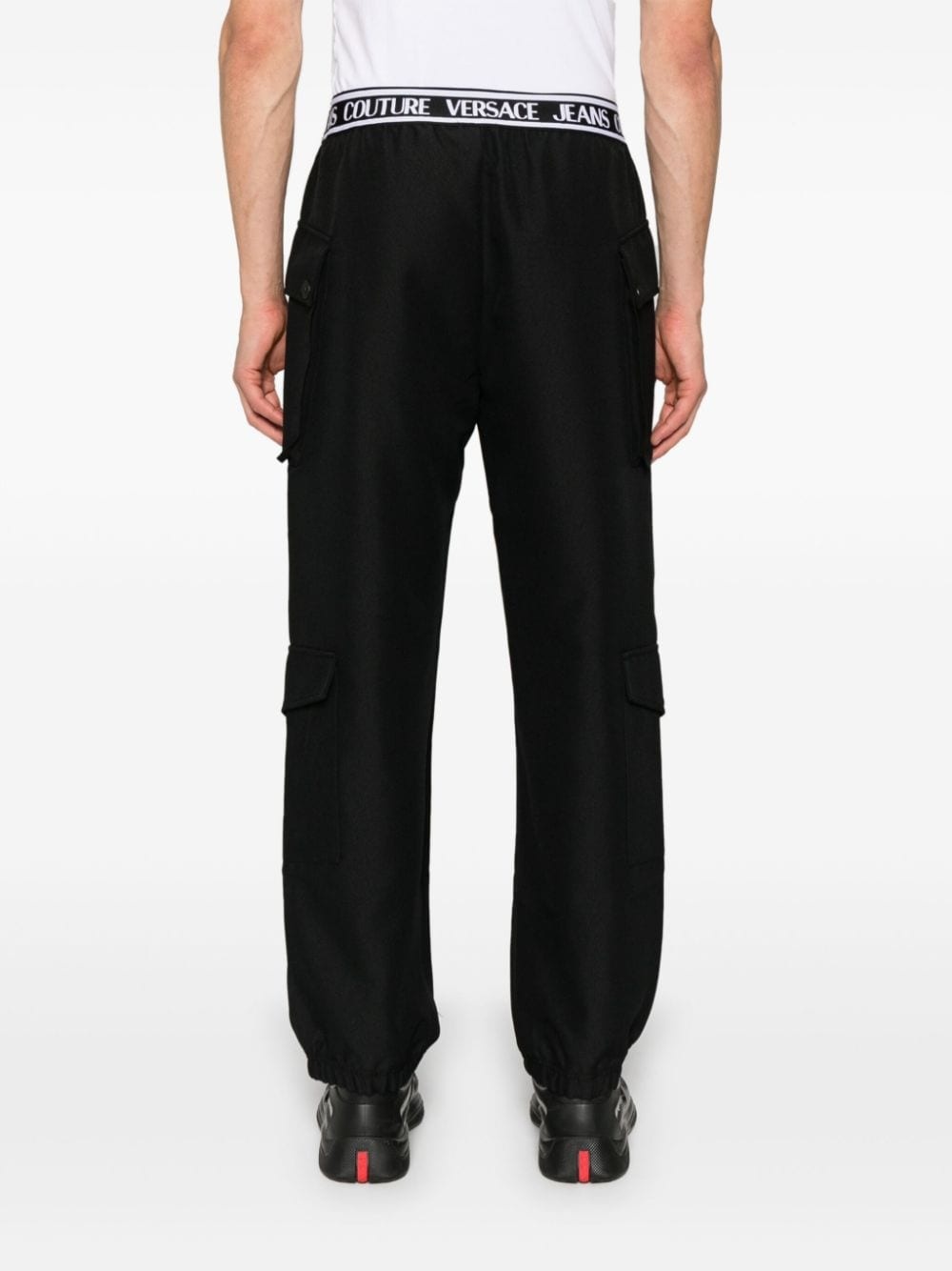 logo-waistband cotton cargo trousers - 4