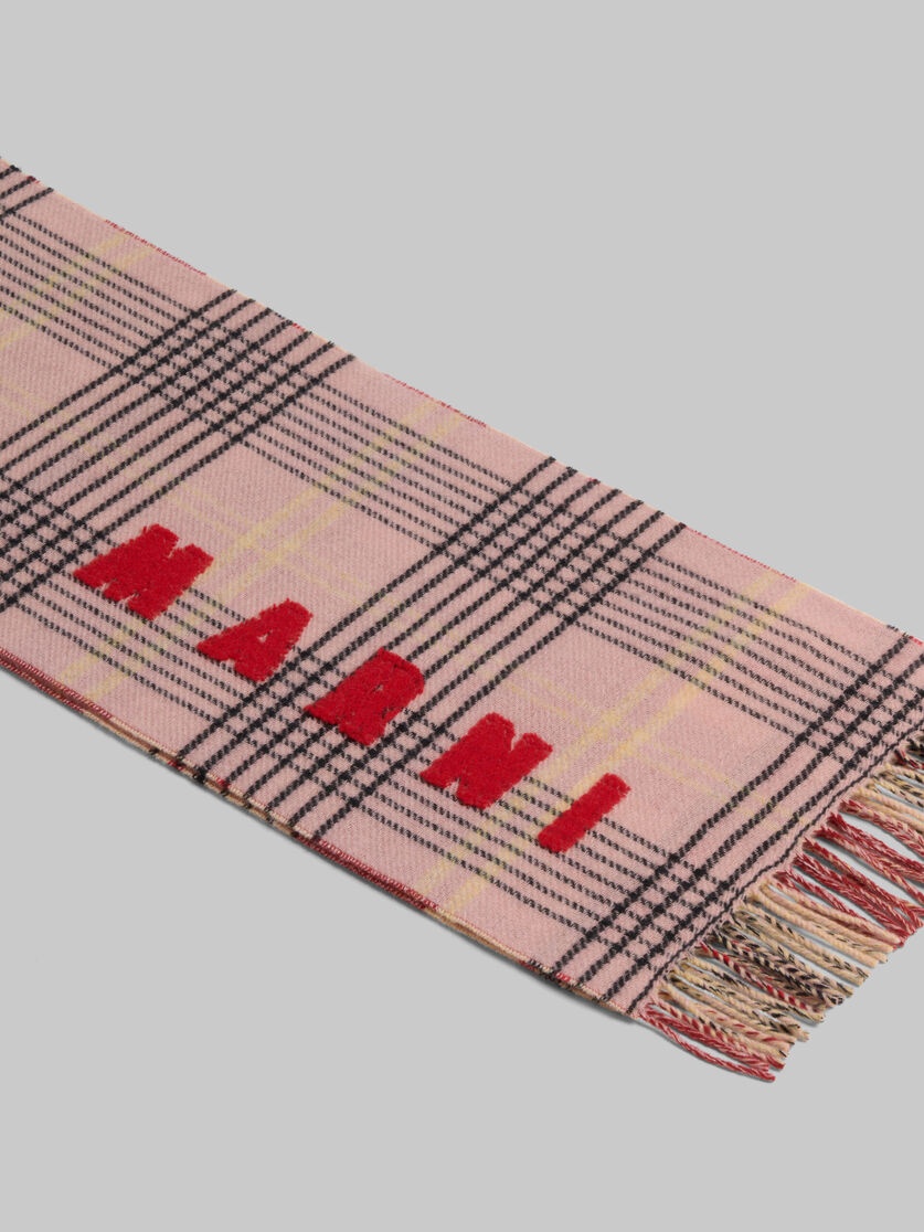 PINK DOUBLE CHECK WOOL SCARF - 4