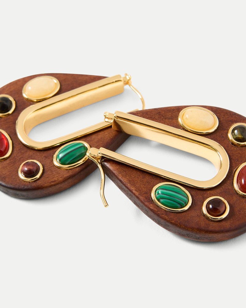 WOOD EMBELLISHED DROP HOOP 4