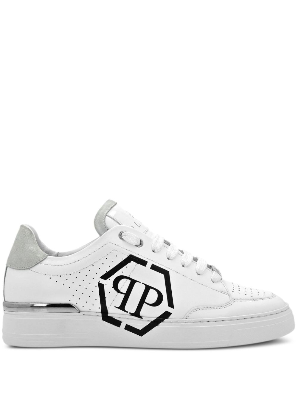 Leather sneaker with logo - 1