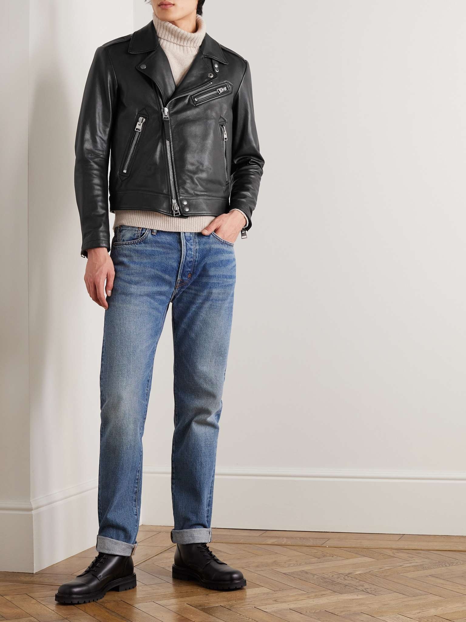 Full-Grain Leather Biker Jacket - 2