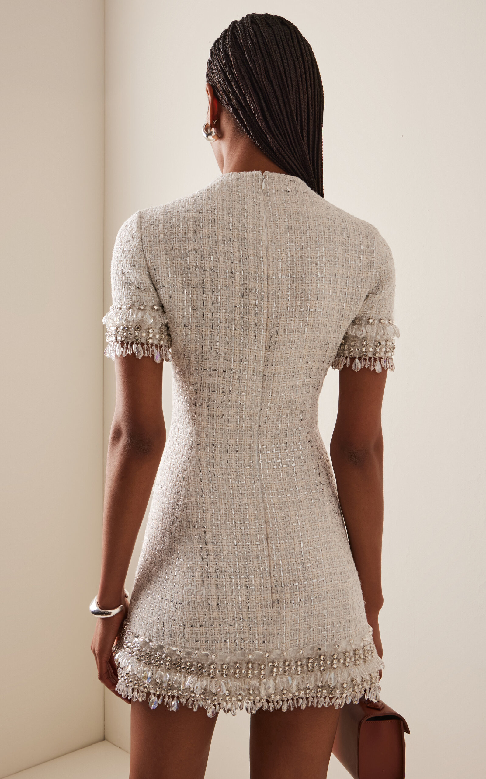 Embellished Tweed Mini Dress ivory - 4