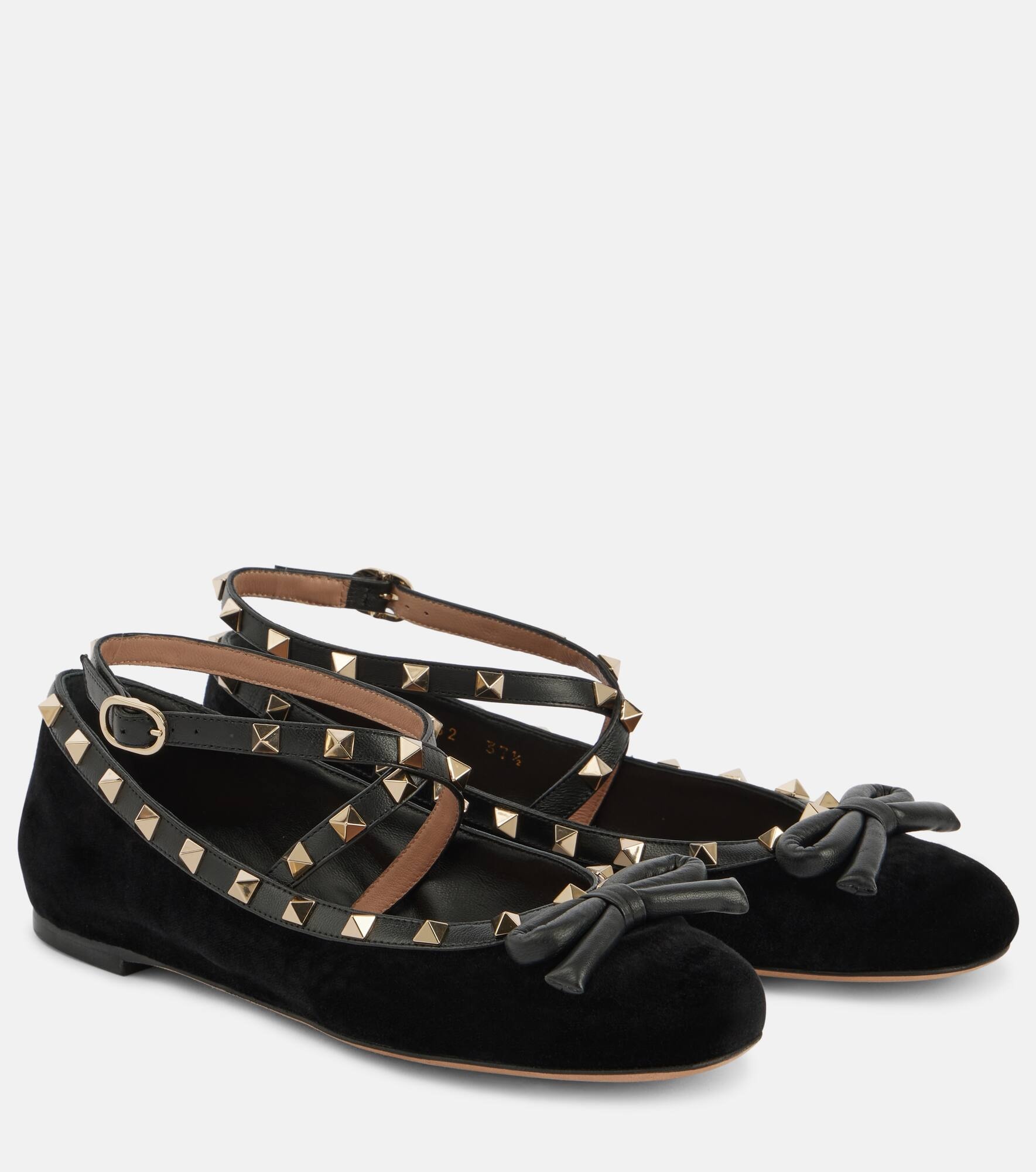 Rockstud velvet ballet flats - 1