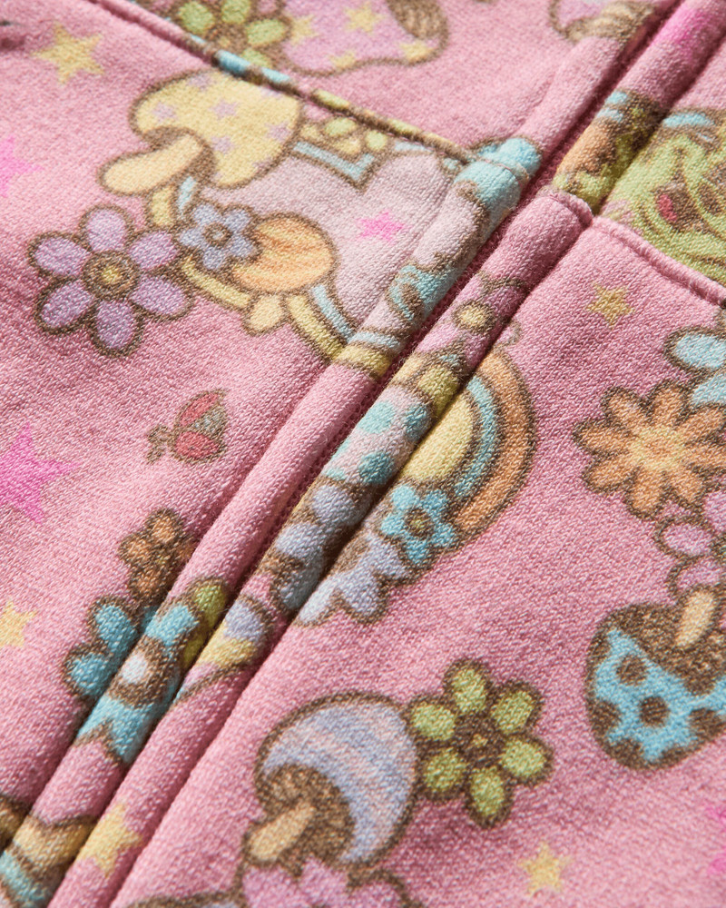 Women's Fire Bear Dream Pattern Zip Hoodie Pink 3