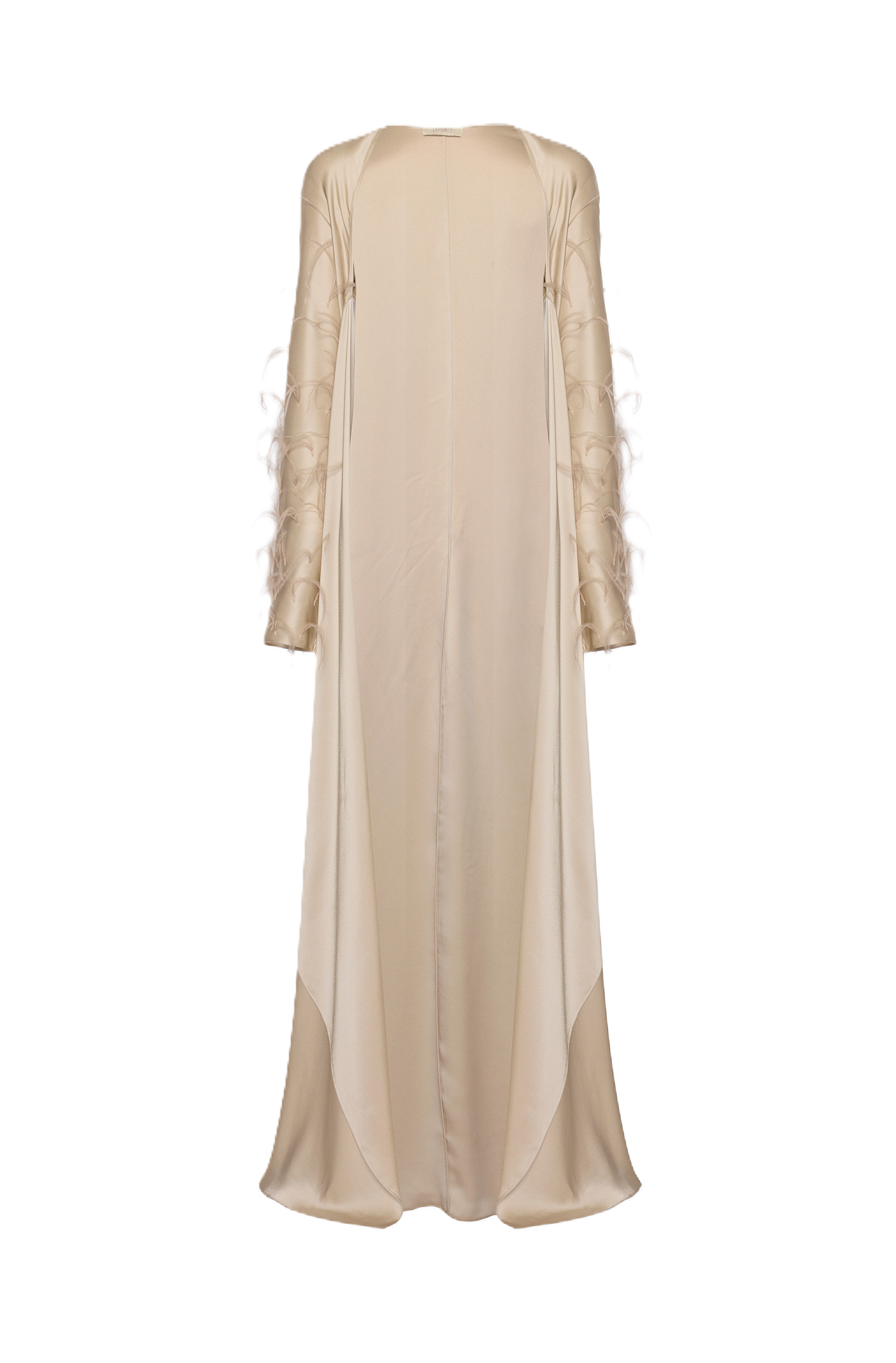Satin Caftan With Feathers - 1