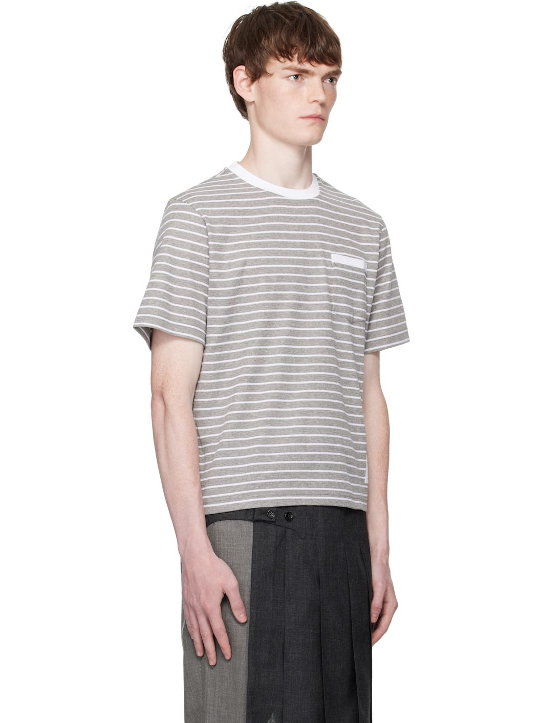 Gray & White Milano Pocket T-shirt - 2
